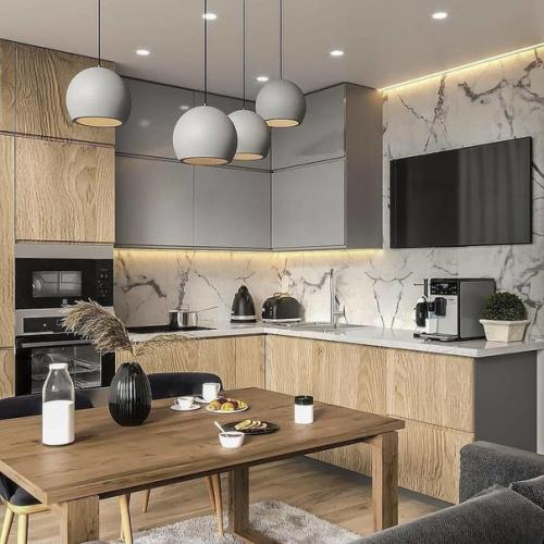 Подборка кухонь с деревянными фасадами и текстурами из проектов российских и зарубежных дизайнеров. 03