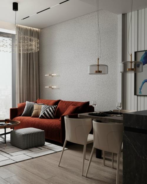 Проект однокомнатной квартиры 44, 6 м 2 в ЖК премиум - класса Slava в Москве. 04