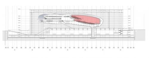 Менее очевидный переход можно наблюдать в конференц - центре The Cloud в Риме. 06