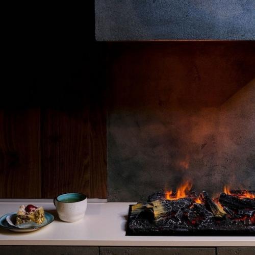 Стильная тв зона с искусственным камином. 01