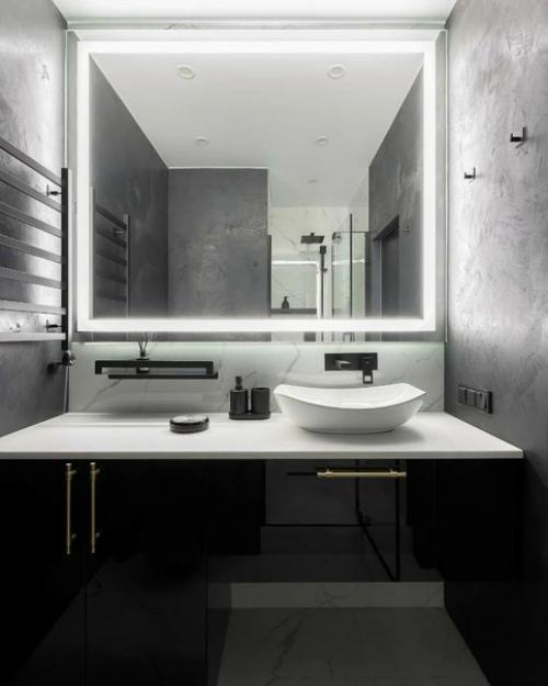 Интерьер студии темных тонах с яркими цветовыми акцентами. 08