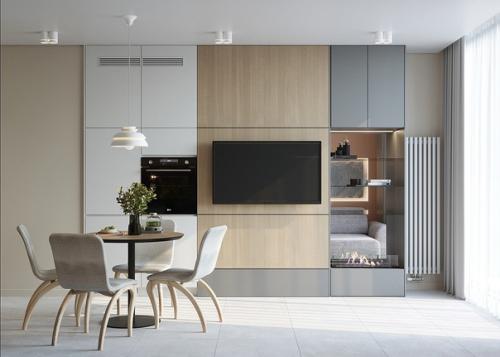 Предлагаю вам оценить дизайн кухни - гостиной. 03