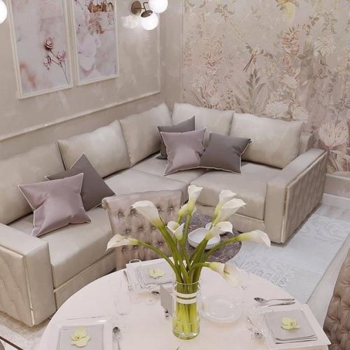 Элегантный интерьер кухни - гостиной. 02