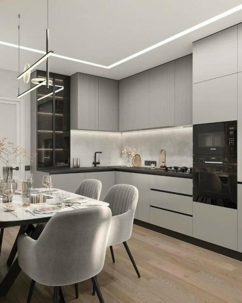 Современный интерьер в спокойной палитре.