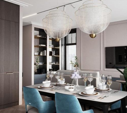 Шикарный интерьер кухни - гостиной. 06