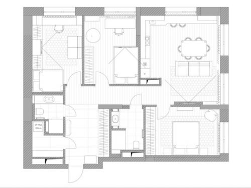 Квартира в темных тонах - с био - камином и балками на потолке. 08