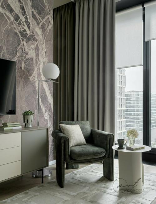 Современный интерьер 1-комнатной квартиры 46, 4 кв. 06