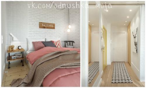 Светлый легкий интерьер квартиры 45 кв. 06