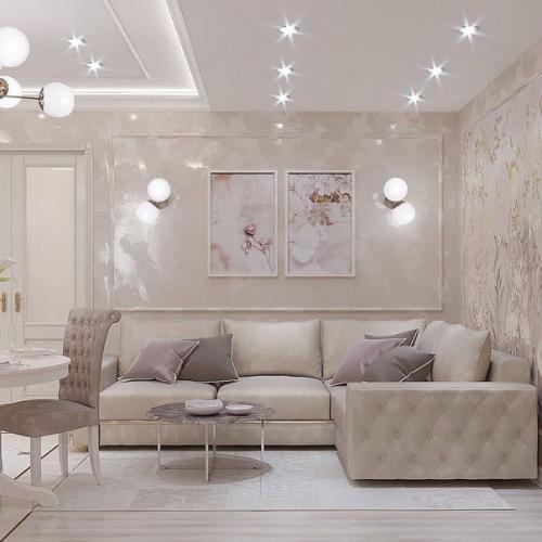 Элегантный интерьер кухни - гостиной. 03