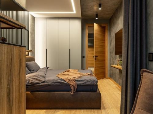 Стильный, атмосферный Мужской интерьер однокомнатной квартиры. 04