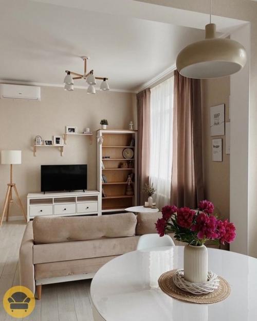 Пусть интерьер квартиры и выглядит однотонно, но зато такое оформление дарит невероятно теплую и уютную атмосферу тепла, любви и добра. 04