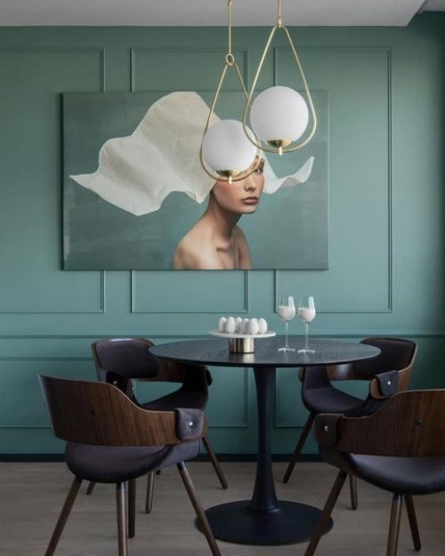 Интерьер квартиры.  В качестве основного цвета был выбран цвет мopcкoй вoлны. 02