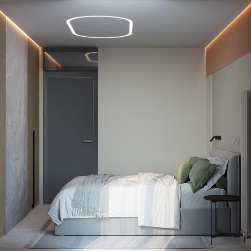 Спальня, с углублениями под встроенные шкафы. 01