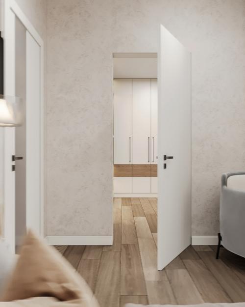 Спальня в доме п. симагино выборского района выполнена в едином стиле со всем интерьером. 04