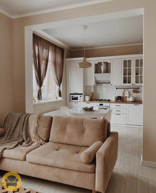 Пусть интерьер квартиры и выглядит однотонно, но зато такое оформление дарит невероятно теплую и уютную атмосферу тепла, любви и добра. 03