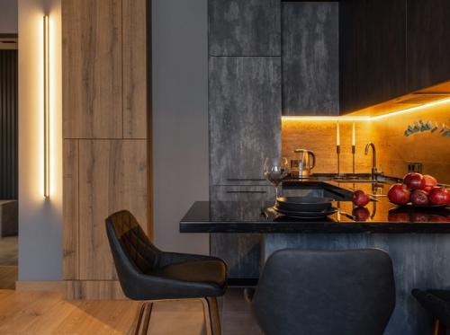 Стильный, атмосферный Мужской интерьер однокомнатной квартиры. 01