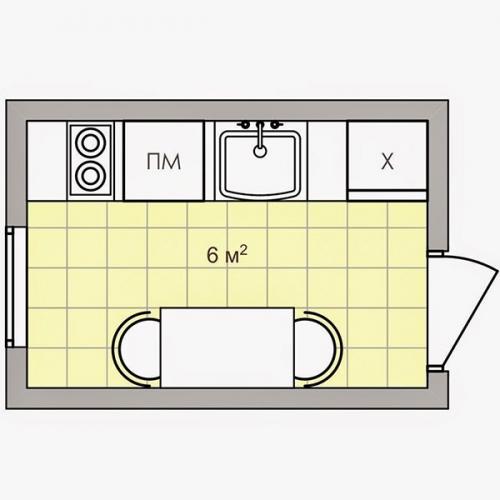 Как разместить мебель на кухне площадью 6 квадратных метров? 04 Как разместить мебель на кухне площадью 6 квадратных метров? 04