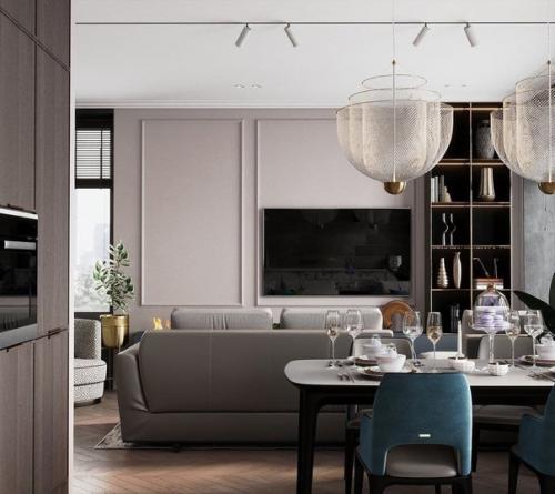 Шикарный интерьер кухни - гостиной. 02