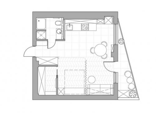 Уютная квартира - студия площадью 40 кв. 07