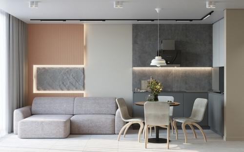 Предлагаю вам оценить дизайн кухни - гостиной. 02