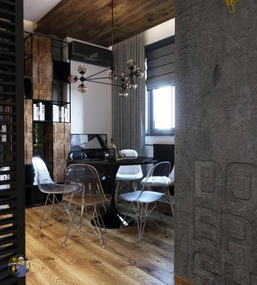 Красивая и гармоничная кухня объединенная с гостиной. 02