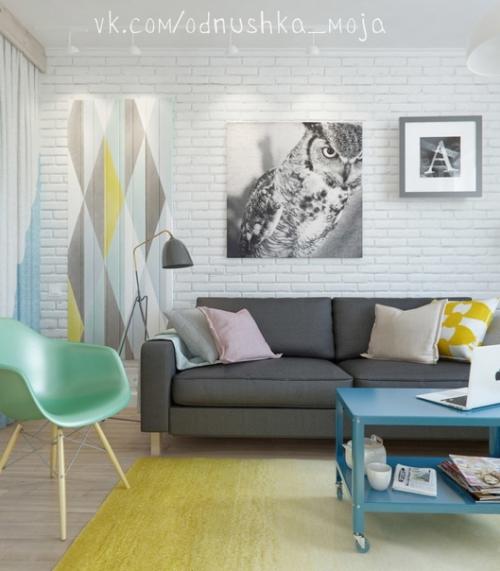 Светлый легкий интерьер квартиры 45 кв. 05