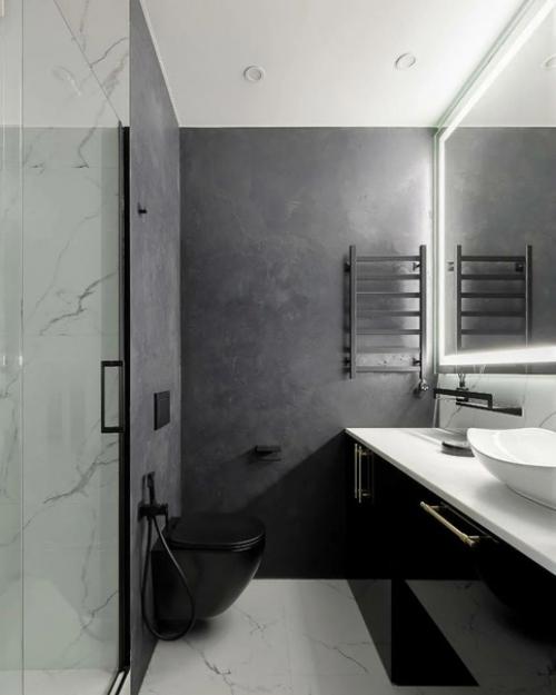 Интерьер студии темных тонах с яркими цветовыми акцентами. 07