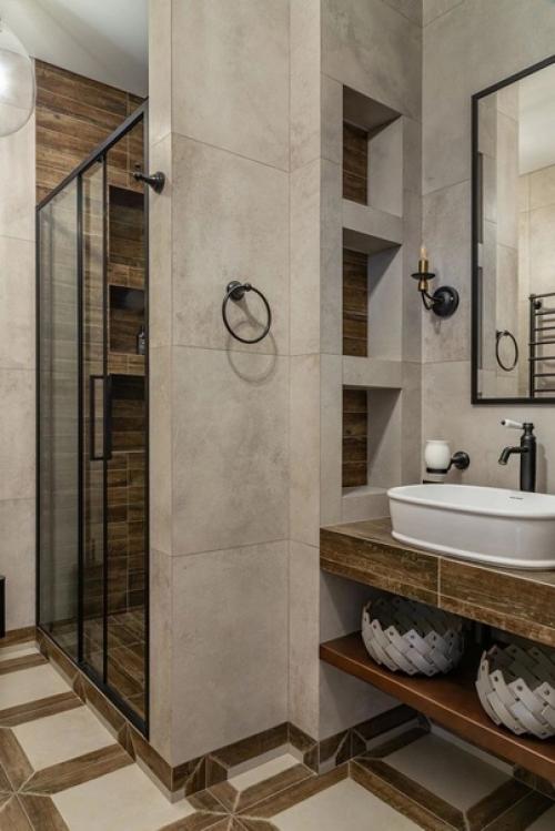 Квартира в темных тонах - с био - камином и балками на потолке. 06