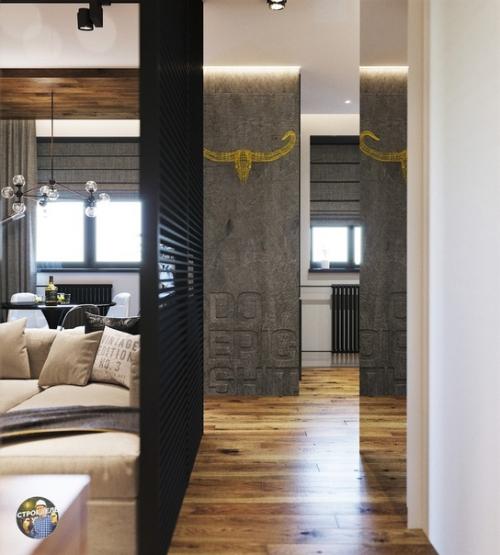 Красивая и гармоничная кухня объединенная с гостиной. 03