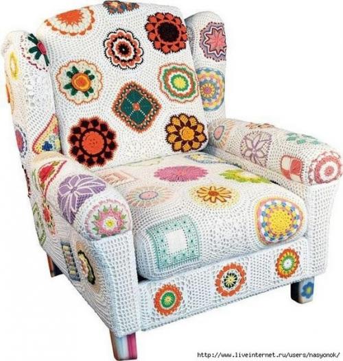 Обвязанные кресла в интерьере. 01