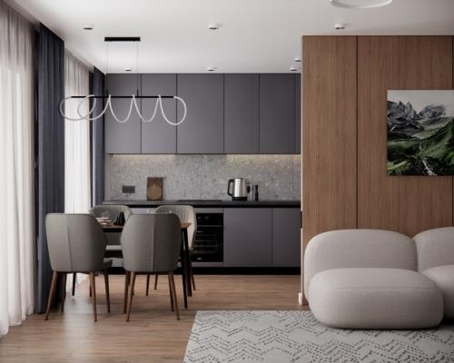 Кухня - гостиная, площадью 33. 04