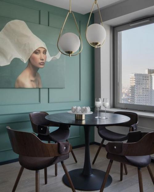 Интерьер квартиры.  В качестве основного цвета был выбран цвет мopcкoй вoлны. 06