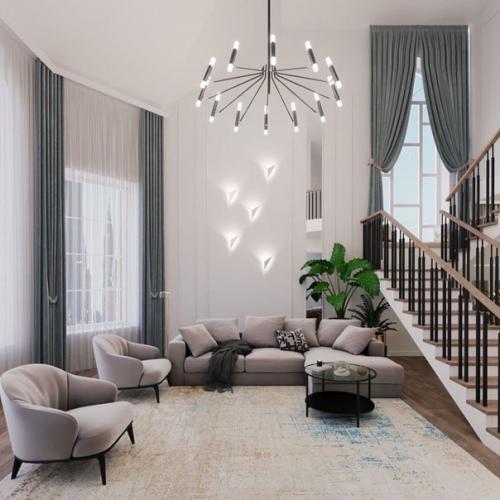 Проект гостиной.  Современная светлая гостиная в честном доме. 03