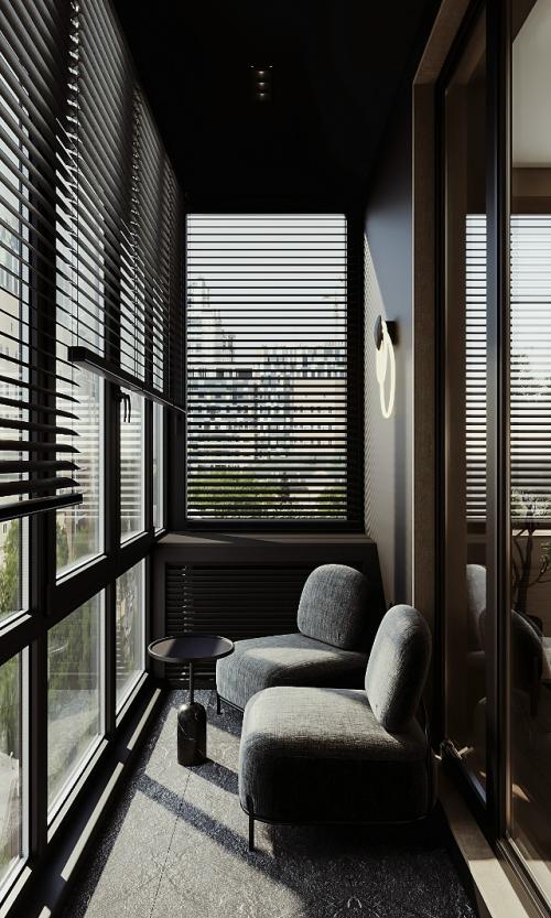 Дизайн интерьера балкона для молодой пары. 01