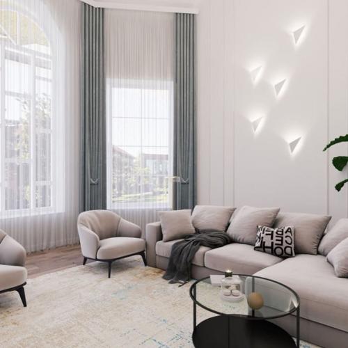 Проект гостиной.  Современная светлая гостиная в честном доме. 04