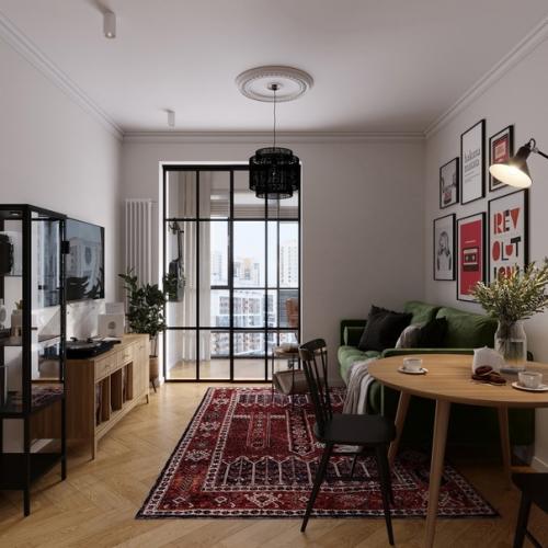 Светлая квартира в скандинавском стиле с яркими акцентами. 01