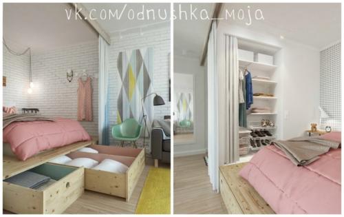 Светлый легкий интерьер квартиры 45 кв. 04