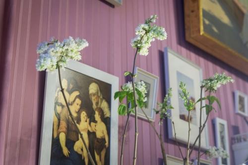 В двух залах александровского дворца - сиреневом кабинете и кленовой гостиной - выставили в кадках цветущую сирень. 03