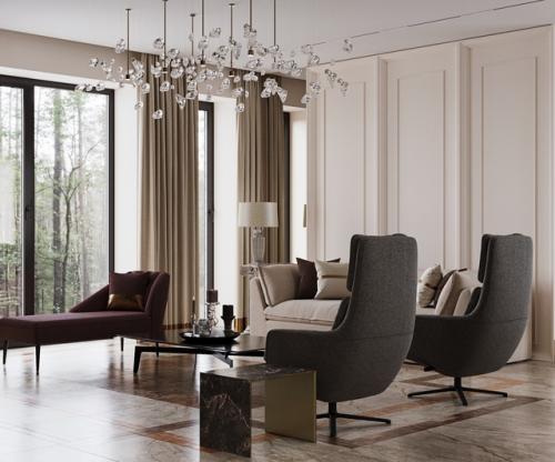 Прекрасный интерьер кухни - гостиной в нашем дизайн - проекте. 03