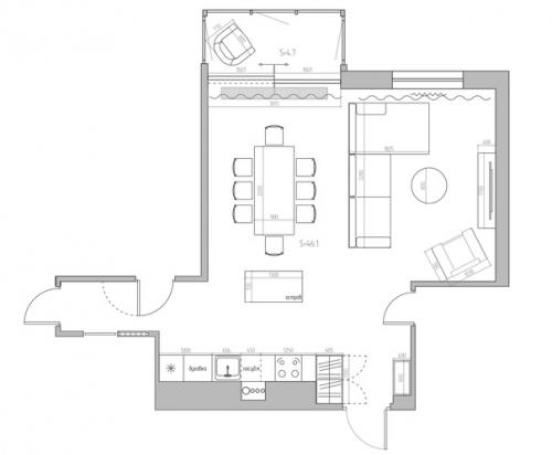 Данилова анастасия. Название проекта: Дизайн Интерьера Кухни - Гостиной - Прихожей в ЖК Парус г. Самара. 08