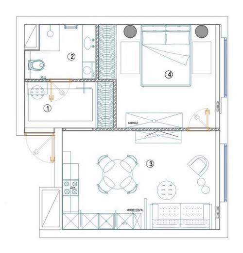 Однокомнатная квартира 48 кв. 09