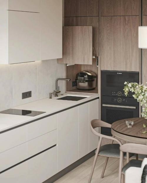 Интерьер уютной и функциональной кухни - гостиной площадью 12 кв. 03