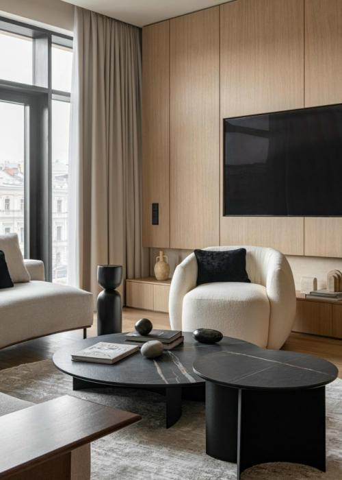 Современные апартаменты рядом с кремлём - пример того, как минимализм может быть уютным и функциональным. 04