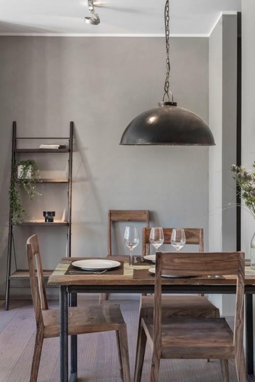 Стильная нeбольшaя кваpтиpa в тeмнo-cepых тонаx (46 кв. 08