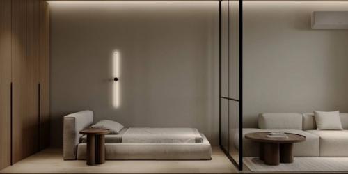 Проект 1-комнатной квартиры в бежевом цвете (38 кв. 03