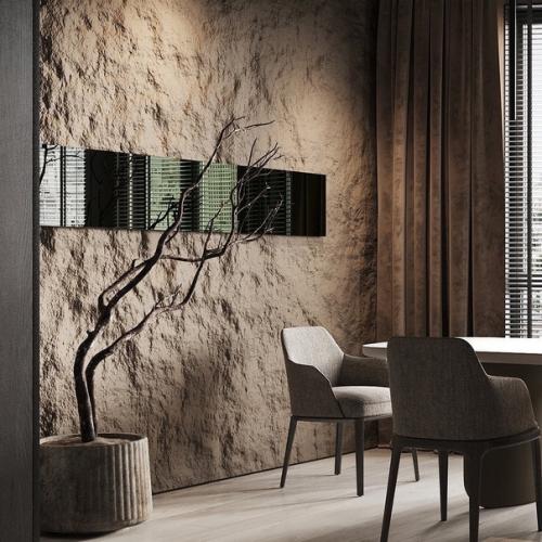 Темный уютный интерьер городской квартиры для семьи. 05