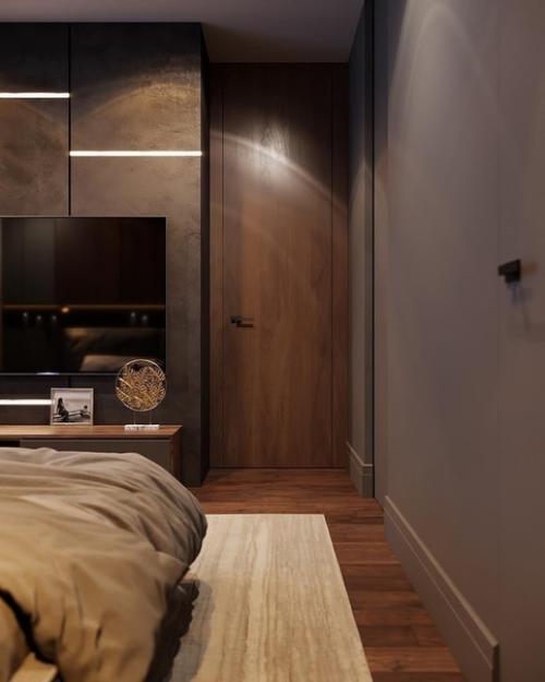 Темная, но очень уютная спальня. 02