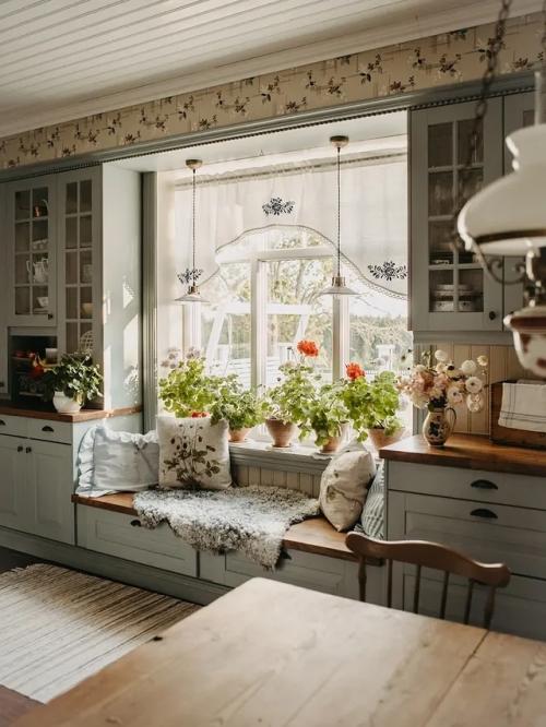 Скандинавский деревенский дом цвета мяты. 02