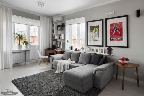 Современные угловые диваны в интерьере гостиной комнаты. 01