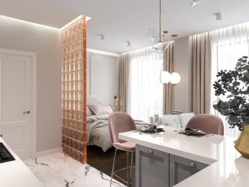 Утонченный и элегантный интерьер квартиры - студии - это не только дань моде. 01